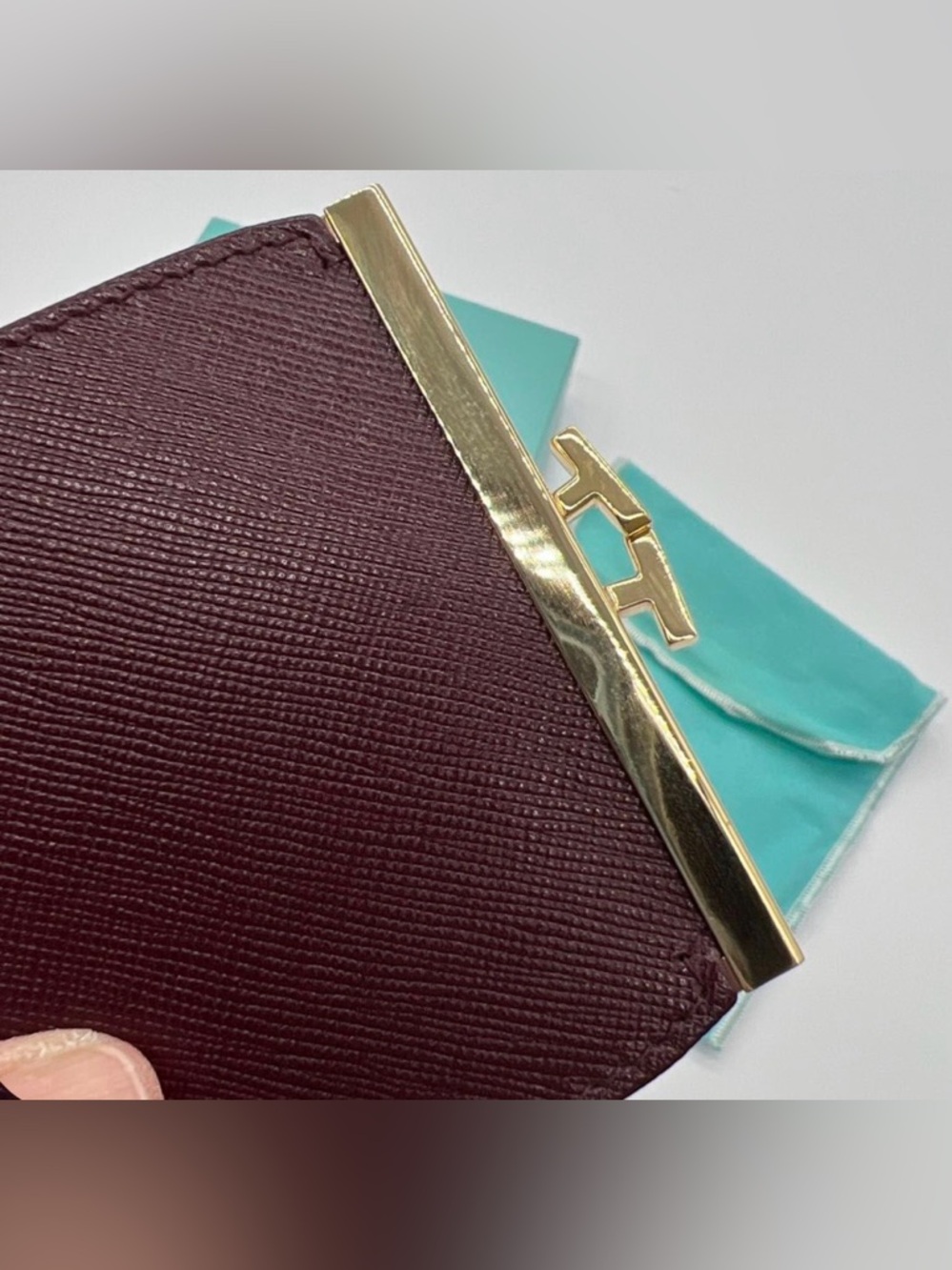 TIFFANY & CO. Wine Red Leather Vintage Coin Purse w/Box & Dusty - Picture 9 of 10